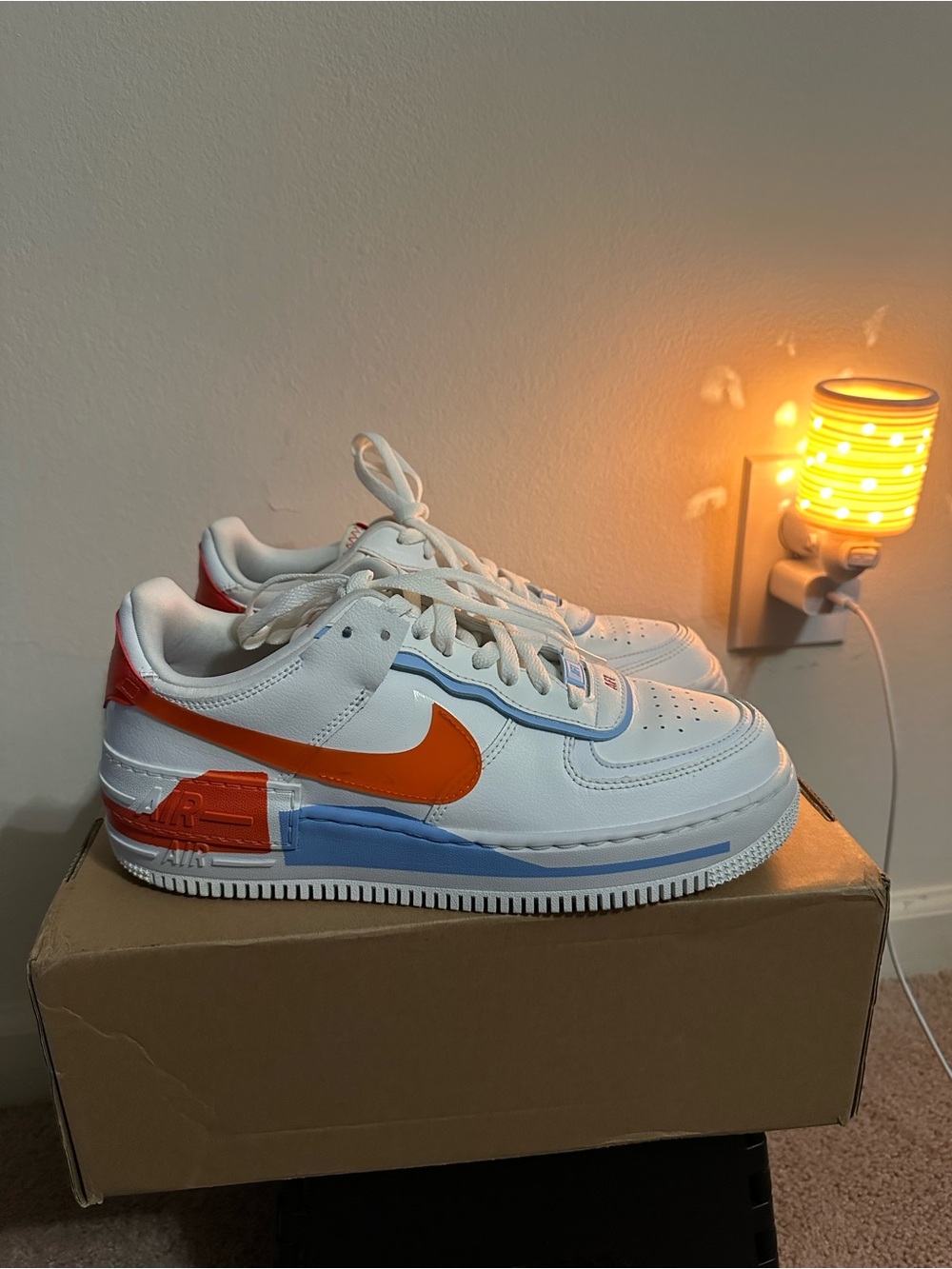 Nike Kids White Orange & Light Blue Low-Top Sneakers